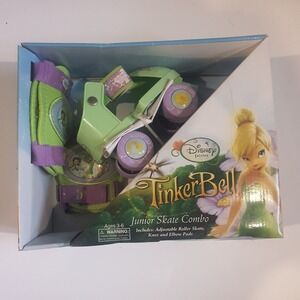 Disney Fairies Tinker Bell Quad Roller Skate Combo Adjustable Knee Elbow Pads‎